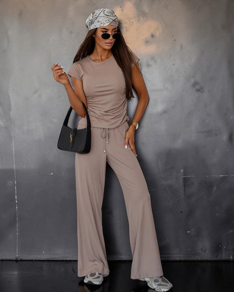 SHIRA Damen Freizeit Set – Dunkles Beige