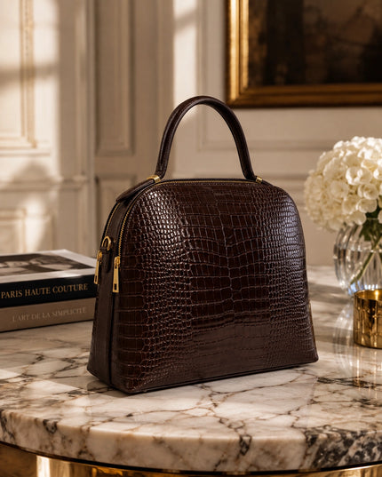 ZEEN | NOA Brown | Crocco-Ledertasche | Made in Italy