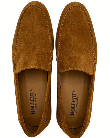 HOLLERT | Herren Loafer aus Kalbsveloursleder | Cognac