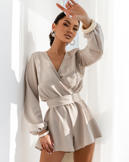 LaBalancia GLOW Jumpsuit mit Strasssteinen – Beige
