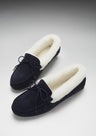 Hugs & Co. | Wildleder-Hausschuhe mit Schaffellfutter | Marineblau | Damen