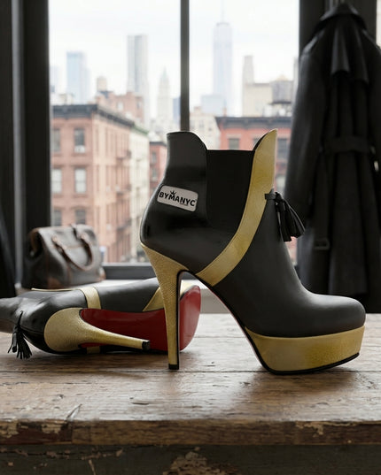Limited Edition Vegan Over-the-Knee Boots BYMANYC® New York Skyline Black 