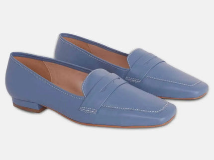 Cipó Beige Leder-Loafer mit eckiger Spitze – Flach