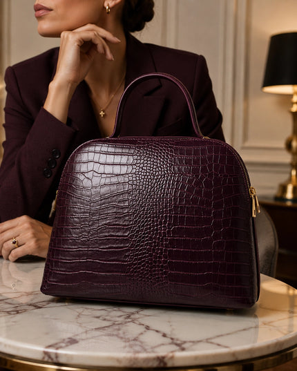ZEEN | NOA Burgundy | Crocco-Ledertasche | Made in Italy