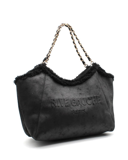 BIG cuddly shopper fur bag with cow pattern and firm handle in 3 colors 
