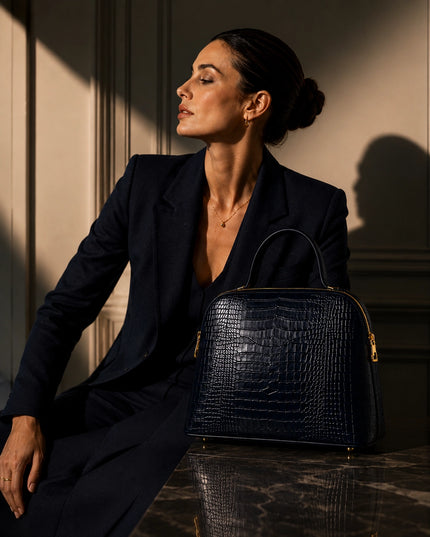 ZEEN | NOA Blue | Crocco-Ledertasche | Made in Italy