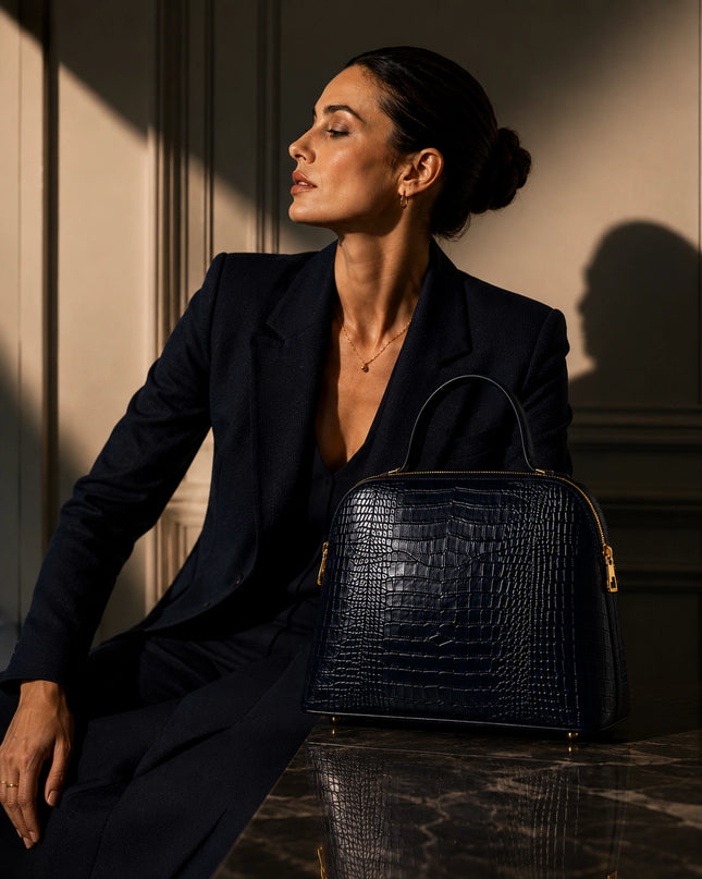 ZEEN | NOA Blue | Crocco-Ledertasche | Made in Italy