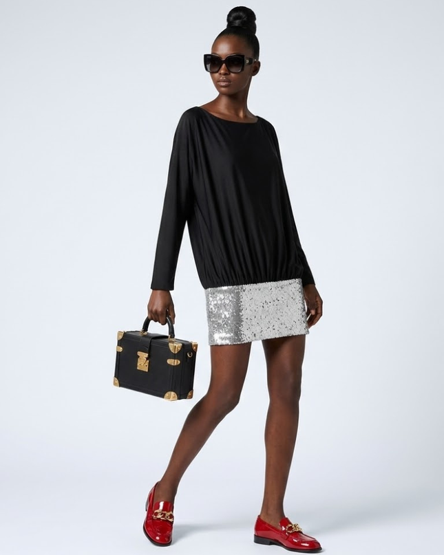 ASTOR Women's Black & Silver Dress Prêt-à-Porter BYMANYC ® New York-1