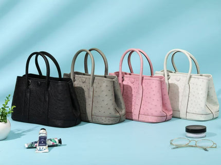 Genuine Ostrich Skin Leather Small Tote Bag-0