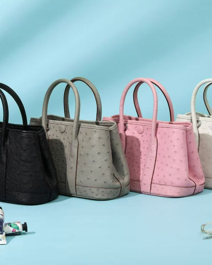 Genuine Ostrich Skin Leather Small Tote Bag-0