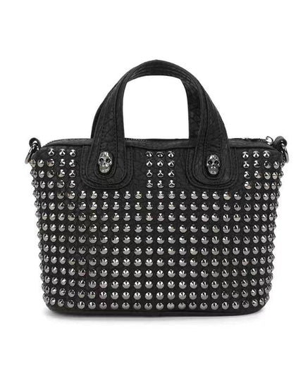 3D Crystal Skull Bag With Studded Tote Satchel Bag-2