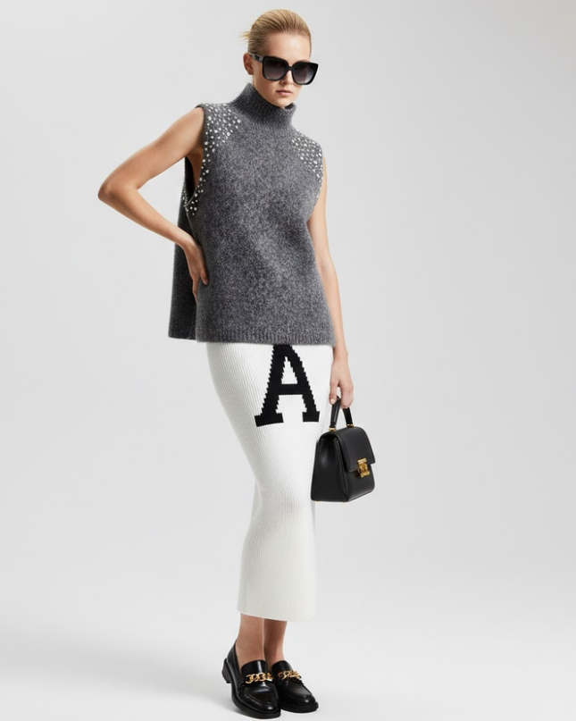 Anthracite Jewel Knit Vest with Crystal Appliqués • BYMANYC ® New York-1