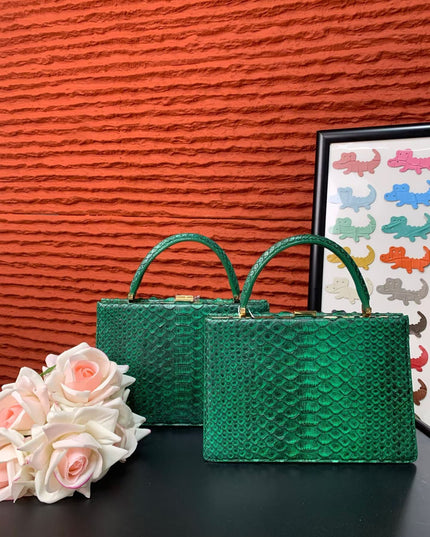 Genuine Python Leather Top Handle Bag-0