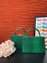 Tasche mit Top-Handgriff aus echtem Python-Leder