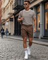 BYMANYC ® New York | Natural Walnut Stripe Tee | Natural/Walnut