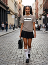 BYMANYC ® New York | Unisex T-Shirt | Natural / Walnut Stripe