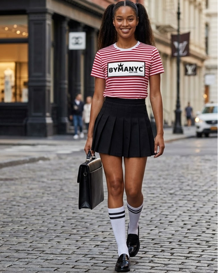 BYMANYC ® New York | Unisex T-Shirt | White / Red Stripe