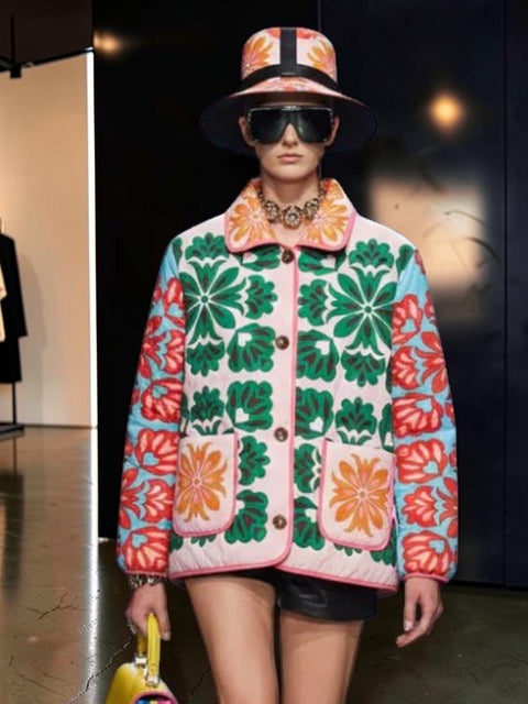 Kunstvolle Floral Gesteppte Eco-Jacke LIBERTY – BYMANYC ® New York