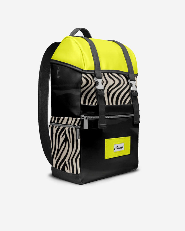 BYMANYC ® New York – NYC COUTURE Backpack in Zebra Print & Neon Yellow-0