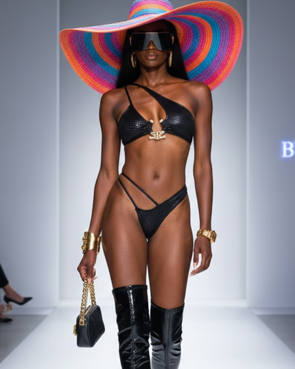Damen Bikini BROOKLYN Snake Print Black