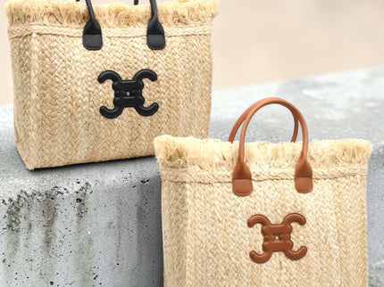 Strandtasche aus Raffia mit CC - Logo - ModeEcho
