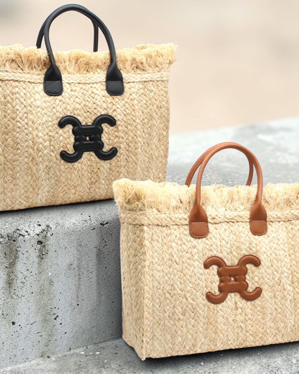 Strandtasche aus Raffia mit CC - Logo - ModeEcho