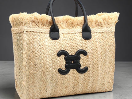 Strandtasche aus Raffia mit CC - Logo - ModeEcho