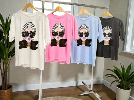 Damen T-Shirt aus Baumwolle mit Rundhalsausschnitt - ModeEcho
