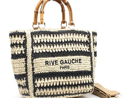 CROCHET Woven Shopper RIVE GAUCHE with Bamboo Handles