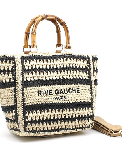 CROCHET Woven Shopper RIVE GAUCHE with Bamboo Handles