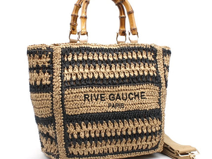 CROCHET Woven Shopper RIVE GAUCHE with Bamboo Handles