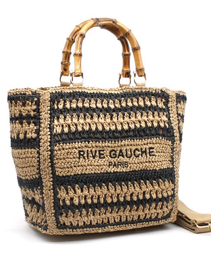 CROCHET Woven Shopper RIVE GAUCHE with Bamboo Handles