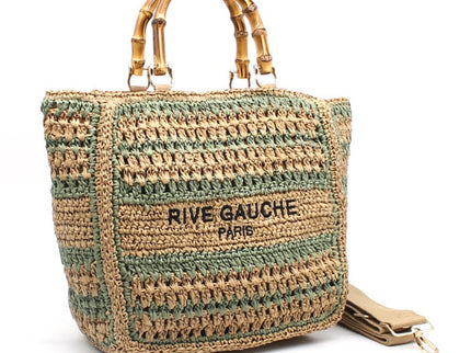 CROCHET Woven Shopper RIVE GAUCHE with Bamboo Handles