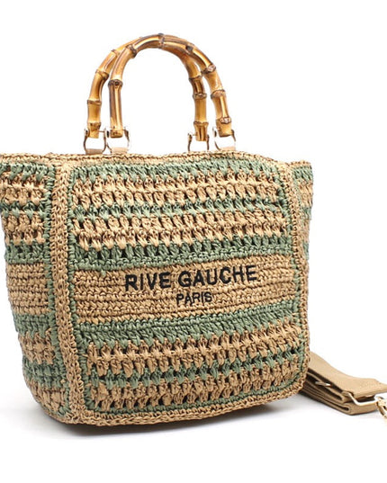 CROCHET Woven Shopper RIVE GAUCHE with Bamboo Handles