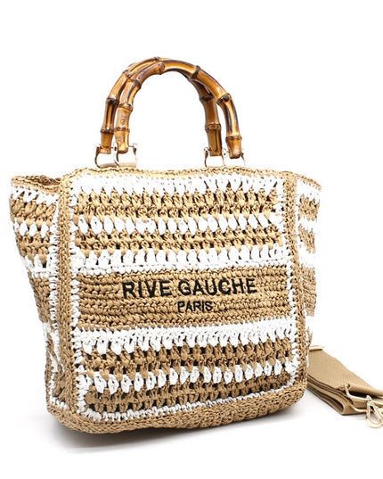 CROCHET Woven Shopper RIVE GAUCHE with Bamboo Handles