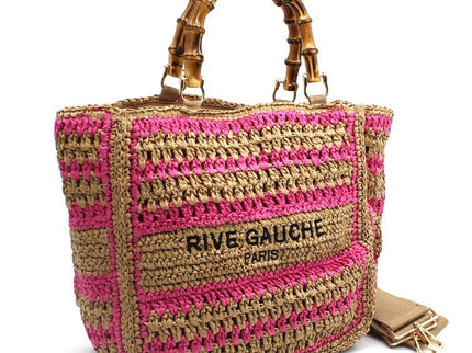 CROCHET Woven Shopper RIVE GAUCHE with Bamboo Handles
