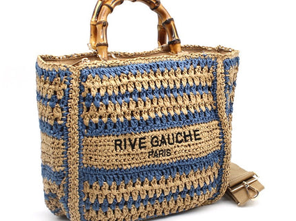 CROCHET Woven Shopper RIVE GAUCHE with Bamboo Handles