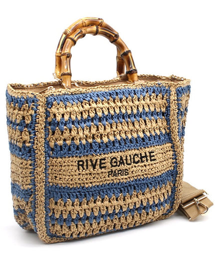 CROCHET Woven Shopper RIVE GAUCHE with Bamboo Handles