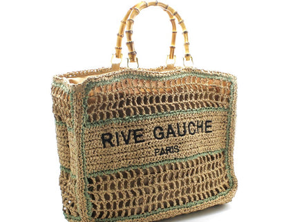 CROCHET Woven Shopper RIVE GAUCHE with Bamboo Handles