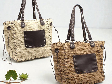 Kontrastierende geflochtene Shopper - ModeEcho