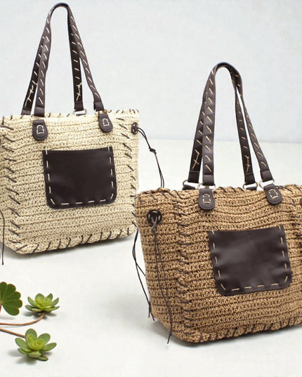 Kontrastierende geflochtene Shopper - ModeEcho