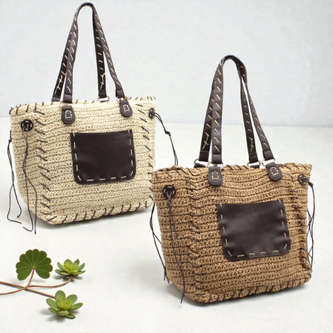 Kontrastierende geflochtene Shopper - ModeEcho