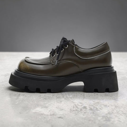 Versatile Chunky Round-Toe Leather Shoes