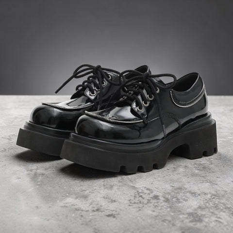 Versatile Chunky Round-Toe Leather Shoes