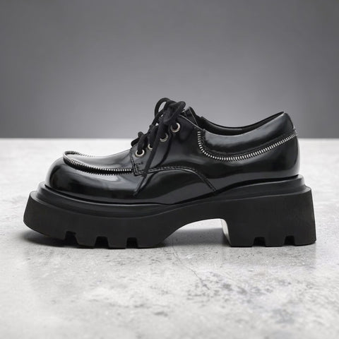 Versatile Chunky Round-Toe Leather Shoes
