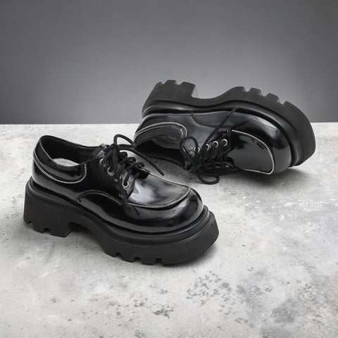 Versatile Chunky Round-Toe Leather Shoes
