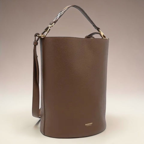 BURBERRY BUCKET LEATHER BAG MD BROWN - ModeEcho