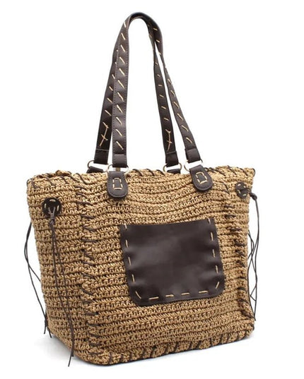 Kontrastierende geflochtene Shopper - ModeEcho