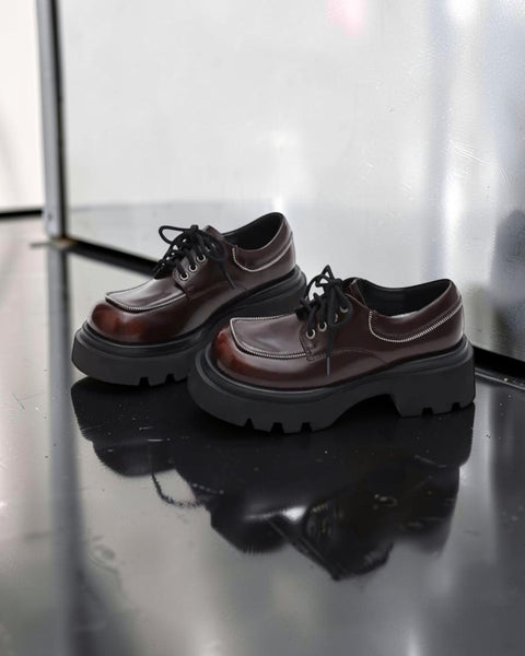 Versatile Chunky Round-Toe Leather Shoes