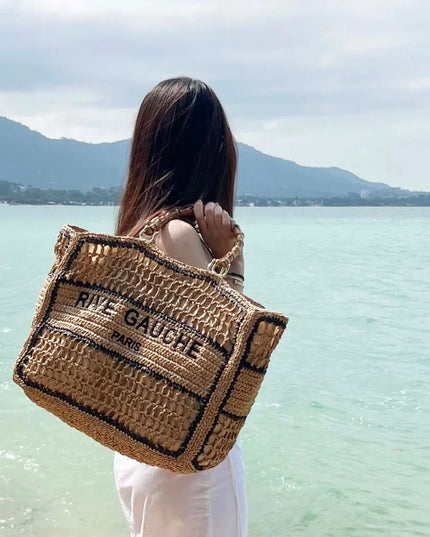 CROCHET Geflochtener Shopper RIVE GAUCHE mit Bambusgriffen - ModeEcho